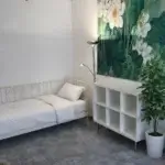 Single bed in the bed and living room